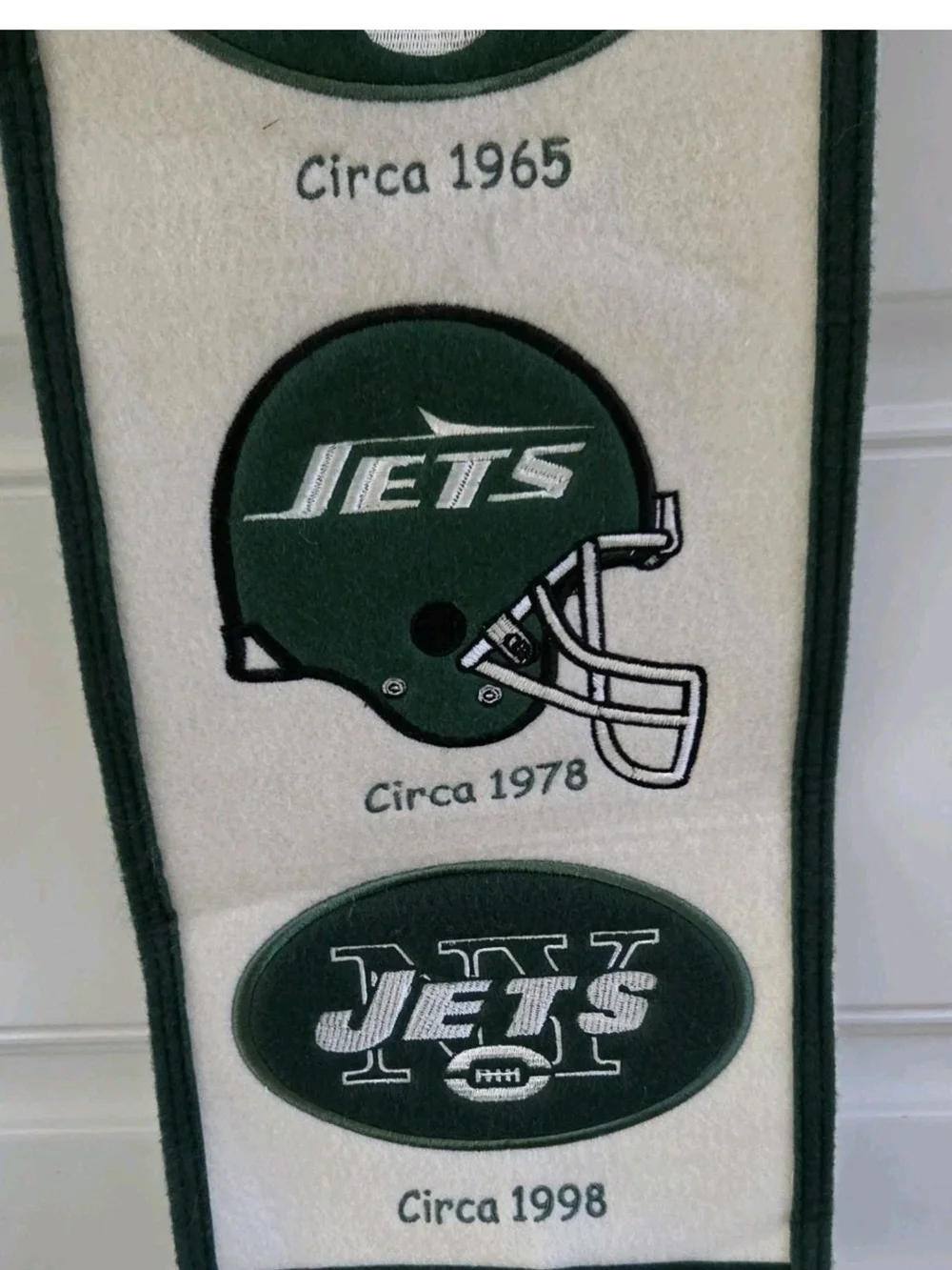 New York Jets Logo Evolution Heritage Banner Winning Streak Wool Hanging